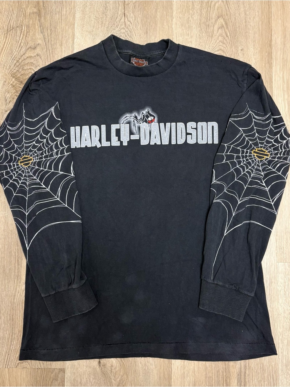 Rare Grail Harley Davidson Large Long Sleeve Spider Web Chicago Mens Size Large